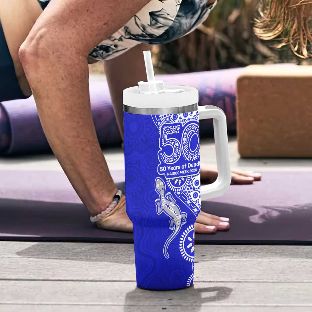 Canterbury-Bankstown Bulldogs NAIDOC Week 2026 Tumbler With Handle Aboriginal Lizard Dot Painting - 50 Years of Deadly