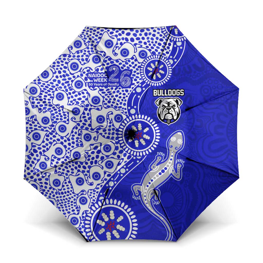 Canterbury-Bankstown Bulldogs NAIDOC Week 2026 Umbrella Aboriginal Lizard Dot Painting - 50 Years of Deadly