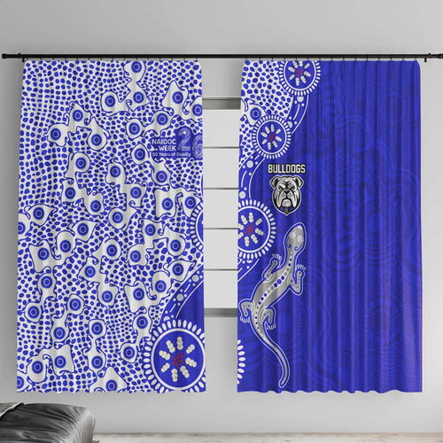 Canterbury-Bankstown Bulldogs NAIDOC Week 2026 Window Curtain Aboriginal Lizard Dot Painting - 50 Years of Deadly