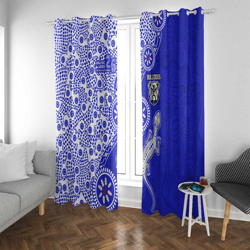 Canterbury-Bankstown Bulldogs NAIDOC Week 2026 Window Curtain Aboriginal Lizard Dot Painting - 50 Years of Deadly