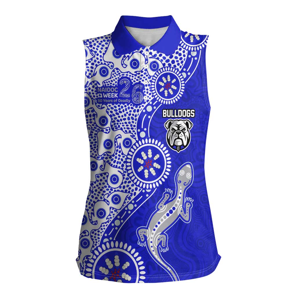 Canterbury-Bankstown Bulldogs NAIDOC Week 2026 Women Sleeveless Polo Shirt Aboriginal Lizard Dot Painting - 50 Years of Deadly