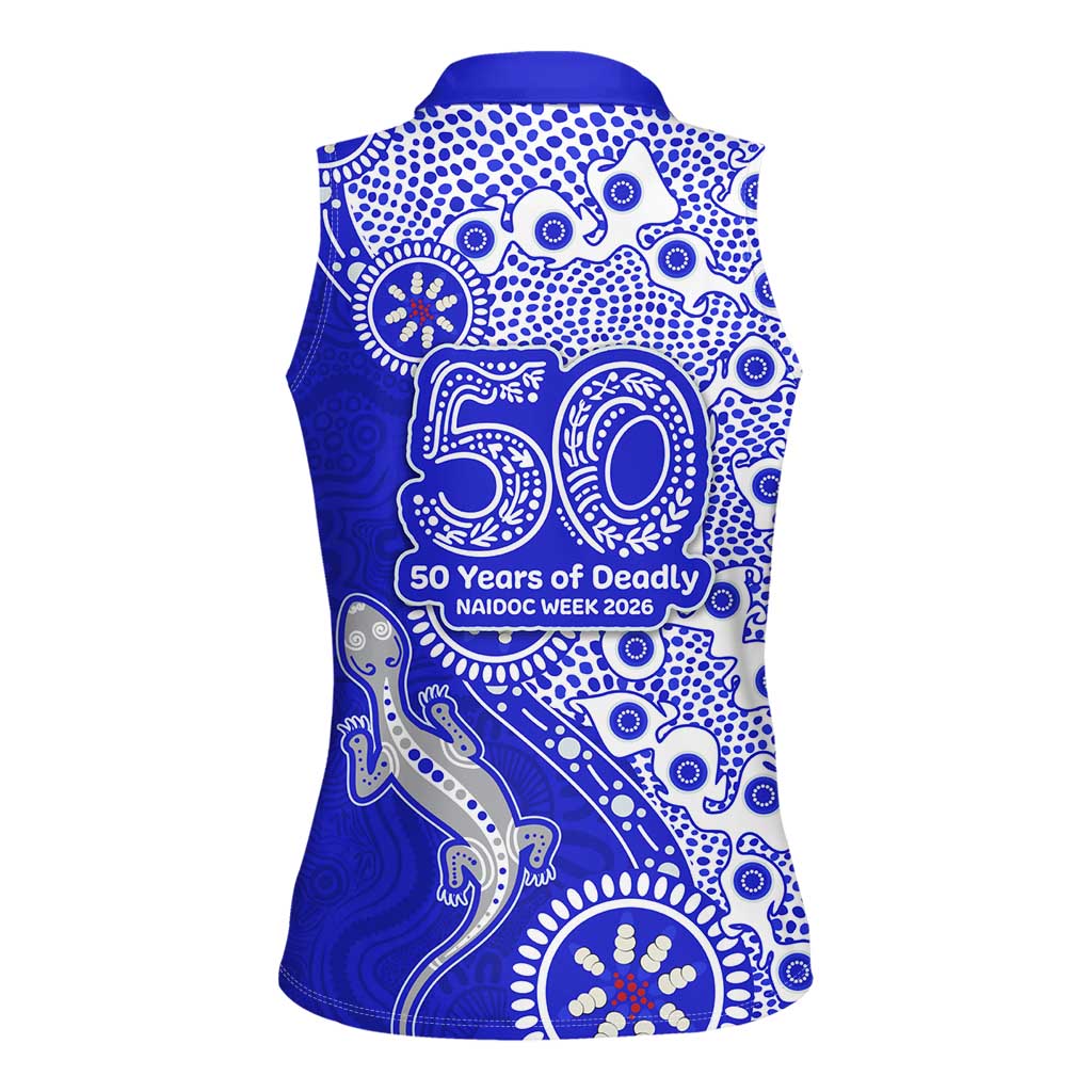 Canterbury-Bankstown Bulldogs NAIDOC Week 2026 Women Sleeveless Polo Shirt Aboriginal Lizard Dot Painting - 50 Years of Deadly
