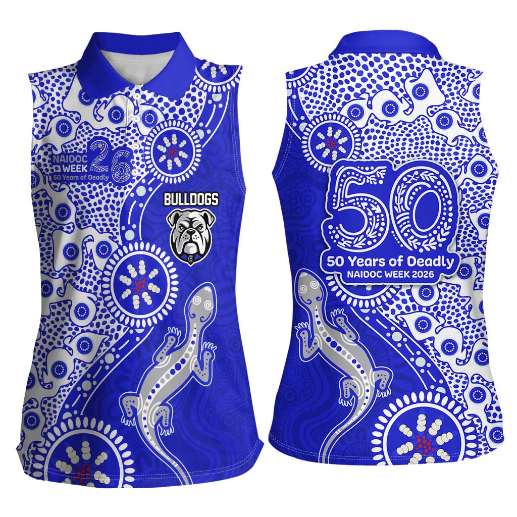 Canterbury-Bankstown Bulldogs NAIDOC Week 2026 Women Sleeveless Polo Shirt Aboriginal Lizard Dot Painting - 50 Years of Deadly