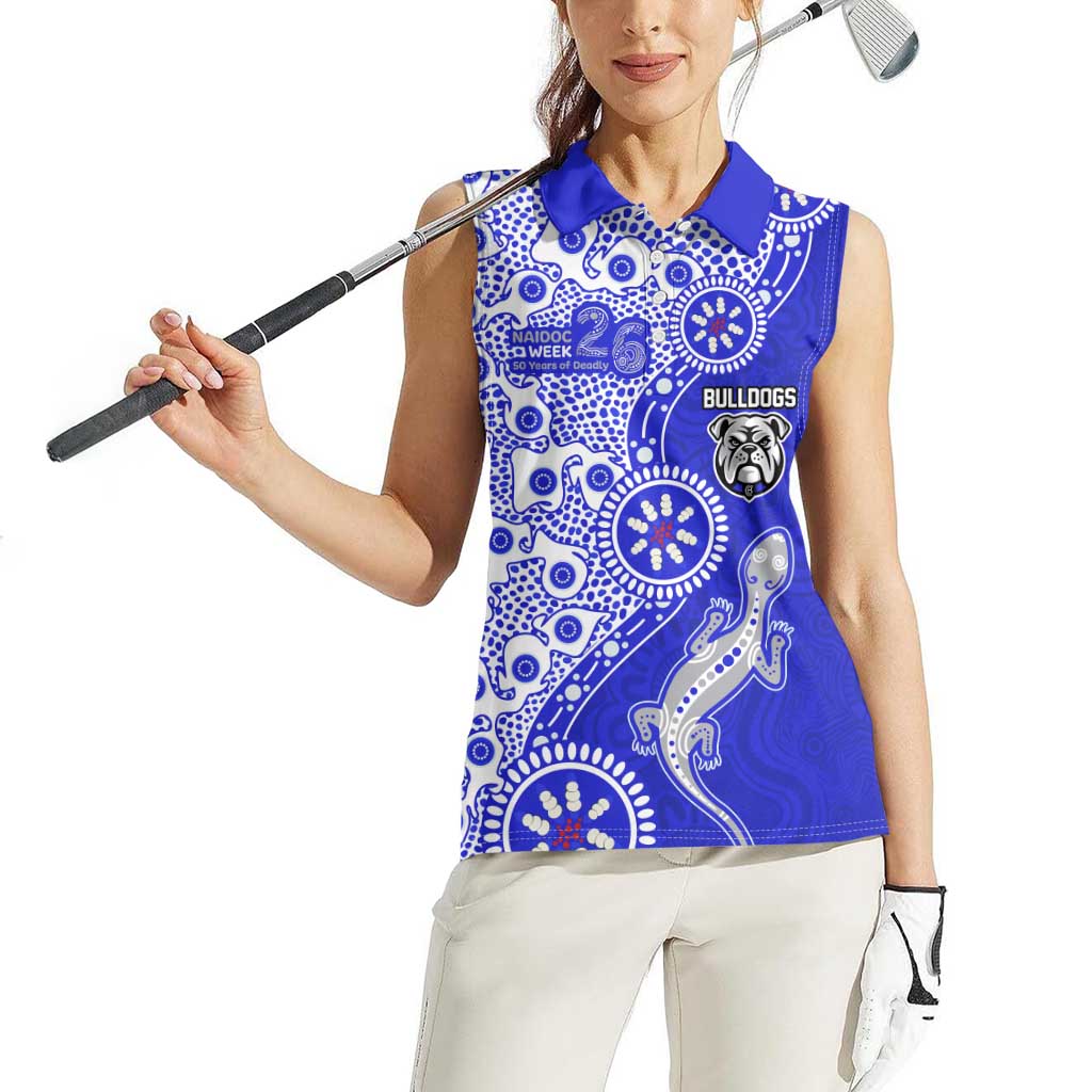 Canterbury-Bankstown Bulldogs NAIDOC Week 2026 Women Sleeveless Polo Shirt Aboriginal Lizard Dot Painting - 50 Years of Deadly