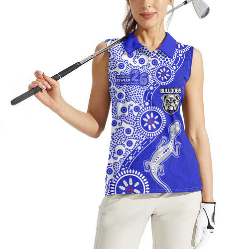 Canterbury-Bankstown Bulldogs NAIDOC Week 2026 Women Sleeveless Polo Shirt Aboriginal Lizard Dot Painting - 50 Years of Deadly