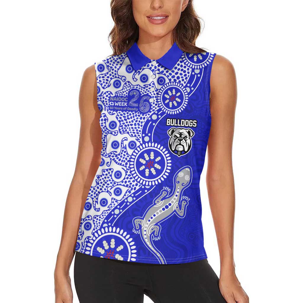 Canterbury-Bankstown Bulldogs NAIDOC Week 2026 Women Sleeveless Polo Shirt Aboriginal Lizard Dot Painting - 50 Years of Deadly