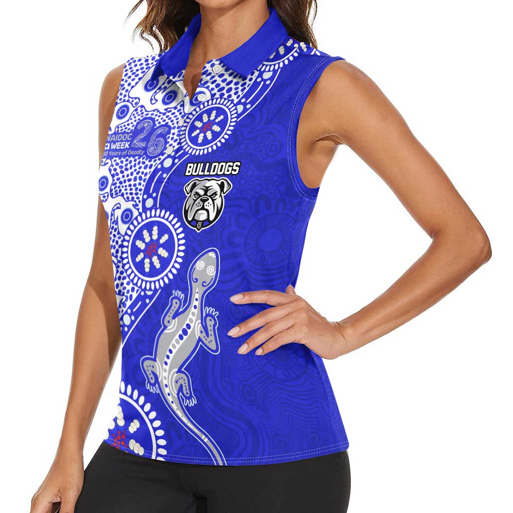 Canterbury-Bankstown Bulldogs NAIDOC Week 2026 Women Sleeveless Polo Shirt Aboriginal Lizard Dot Painting - 50 Years of Deadly