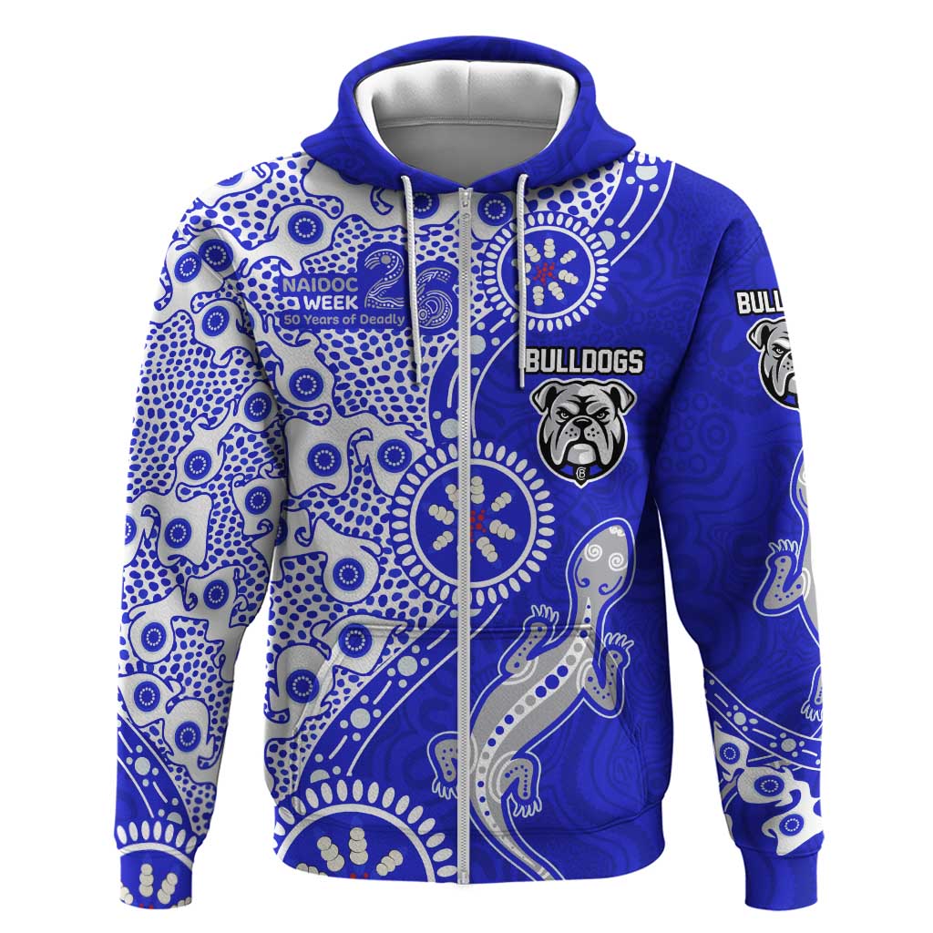 Canterbury-Bankstown Bulldogs NAIDOC Week 2026 Zip Hoodie Aboriginal Lizard Dot Painting - 50 Years of Deadly