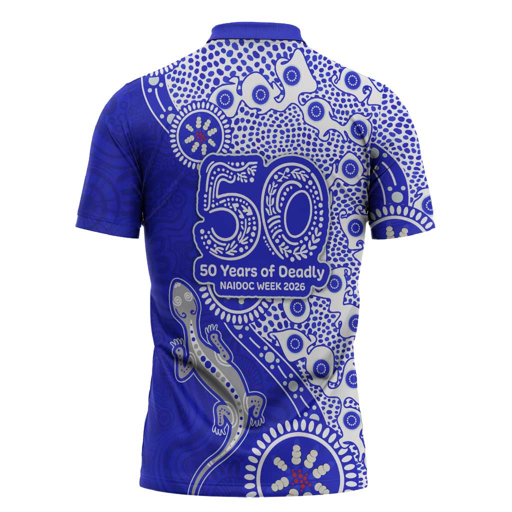 Canterbury-Bankstown Bulldogs NAIDOC Week 2026 Zipper Polo Shirt Aboriginal Lizard Dot Painting - 50 Years of Deadly