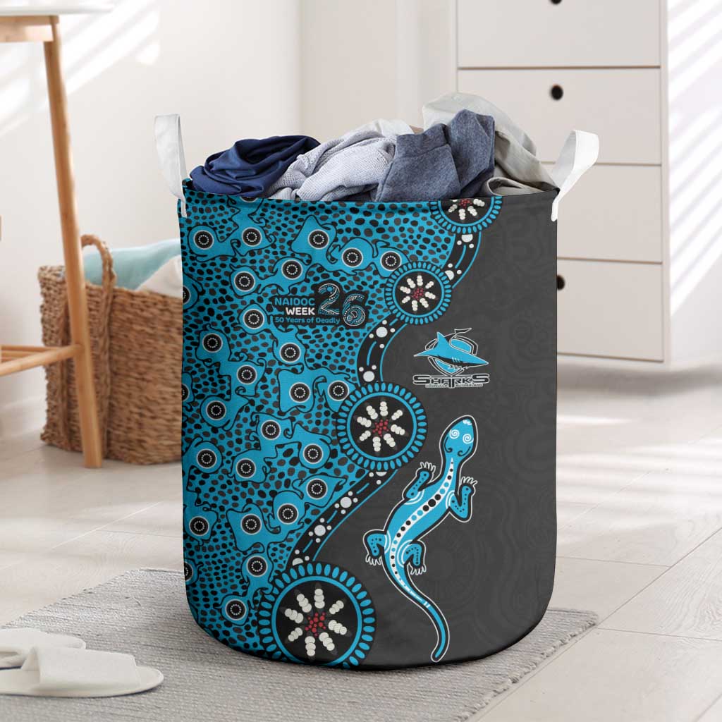 Cronulla-Sutherland Sharks NAIDOC Week 2026 Laundry Basket Aboriginal Lizard Dot Painting - 50 Years of Deadly