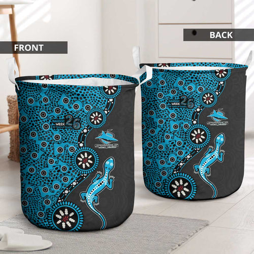 Cronulla-Sutherland Sharks NAIDOC Week 2026 Laundry Basket Aboriginal Lizard Dot Painting - 50 Years of Deadly