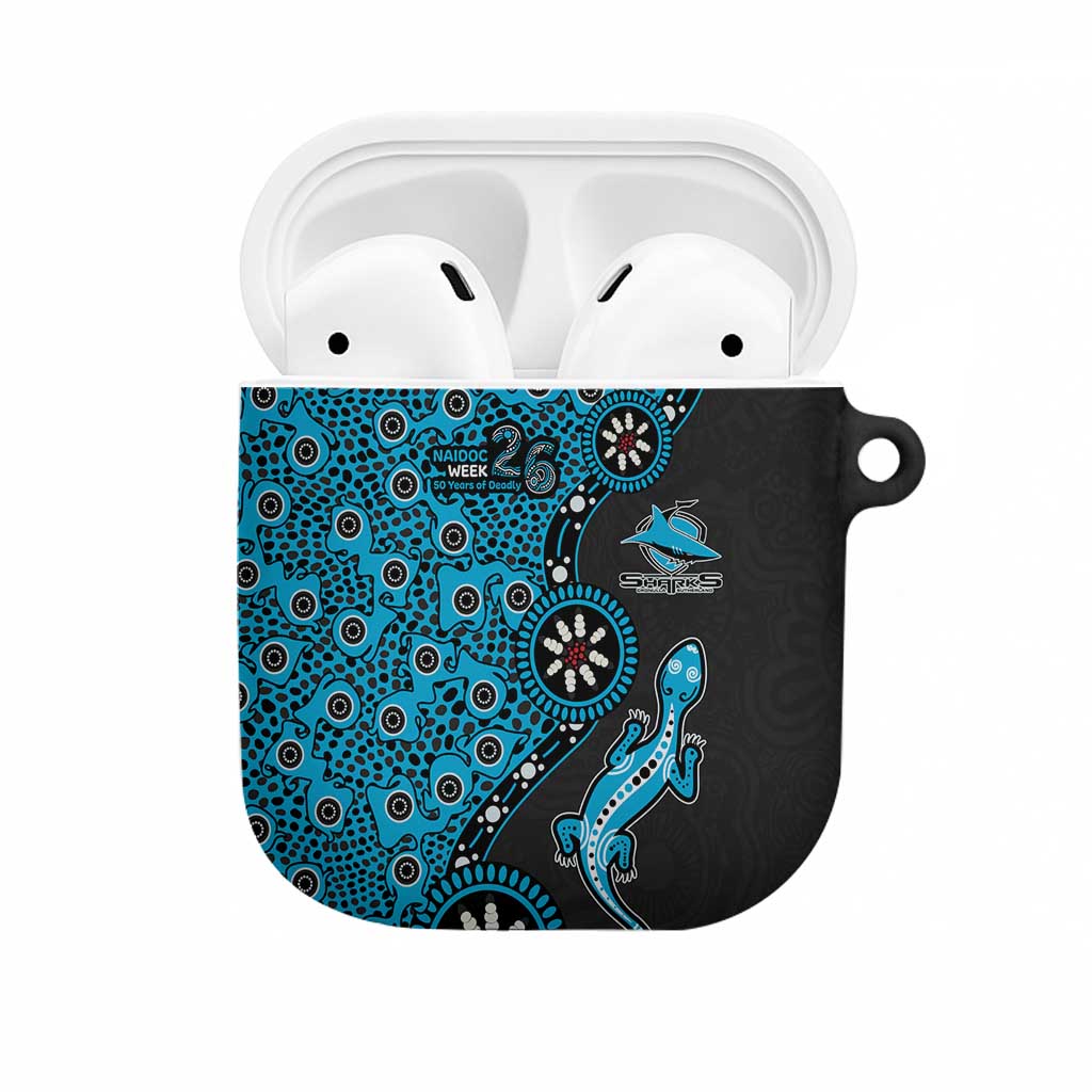 Cronulla-Sutherland Sharks NAIDOC Week 2026 AirPods Case Aboriginal Lizard Dot Painting - 50 Years of Deadly