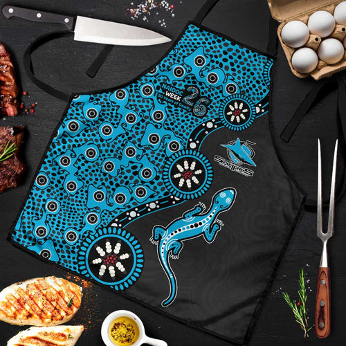 Cronulla-Sutherland Sharks NAIDOC Week 2026 Apron Aboriginal Lizard Dot Painting - 50 Years of Deadly