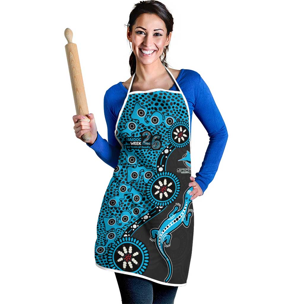 Cronulla-Sutherland Sharks NAIDOC Week 2026 Apron Aboriginal Lizard Dot Painting - 50 Years of Deadly