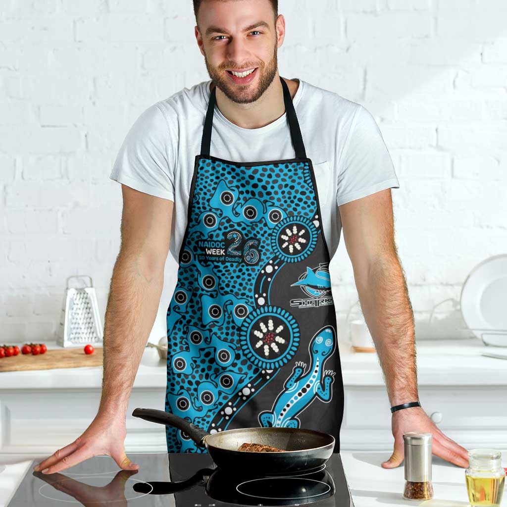 Cronulla-Sutherland Sharks NAIDOC Week 2026 Apron Aboriginal Lizard Dot Painting - 50 Years of Deadly