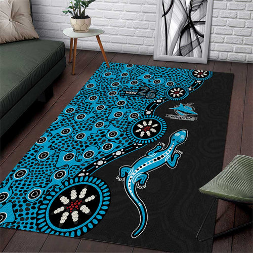 Cronulla-Sutherland Sharks NAIDOC Week 2026 Area Rug Aboriginal Lizard Dot Painting - 50 Years of Deadly