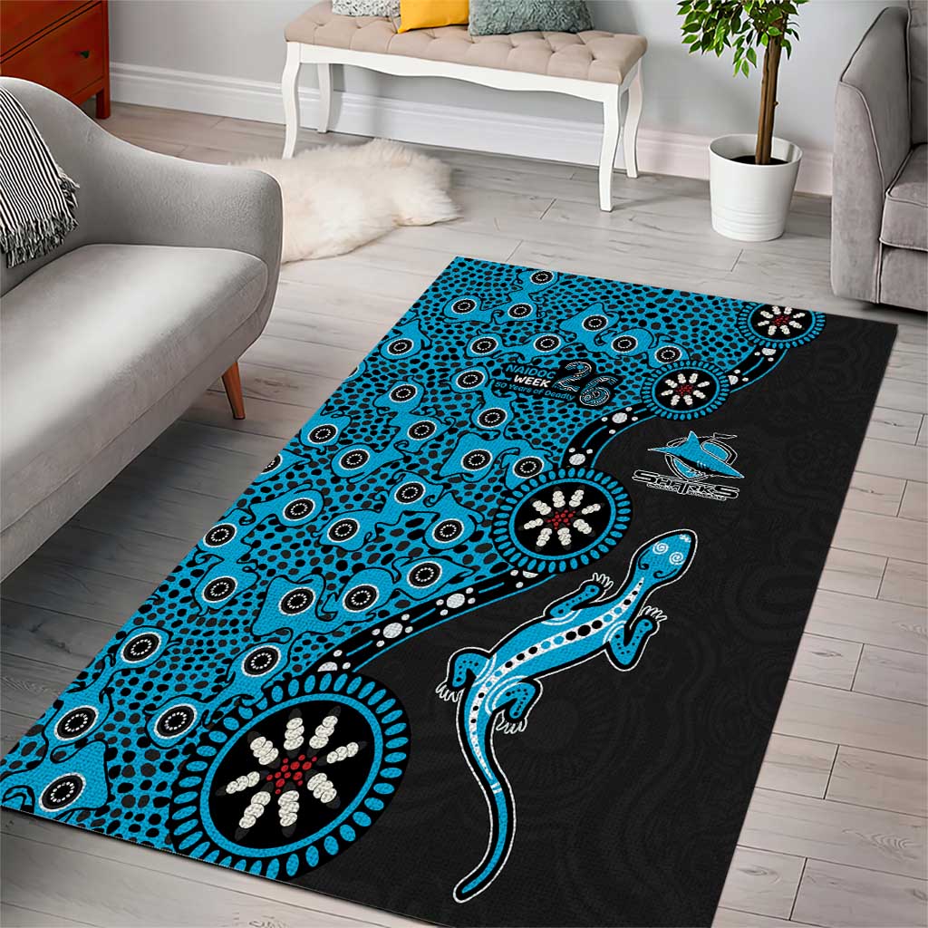 Cronulla-Sutherland Sharks NAIDOC Week 2026 Area Rug Aboriginal Lizard Dot Painting - 50 Years of Deadly