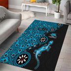 Cronulla-Sutherland Sharks NAIDOC Week 2026 Area Rug Aboriginal Lizard Dot Painting - 50 Years of Deadly