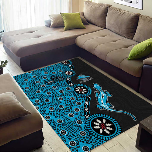 Cronulla-Sutherland Sharks NAIDOC Week 2026 Area Rug Aboriginal Lizard Dot Painting - 50 Years of Deadly