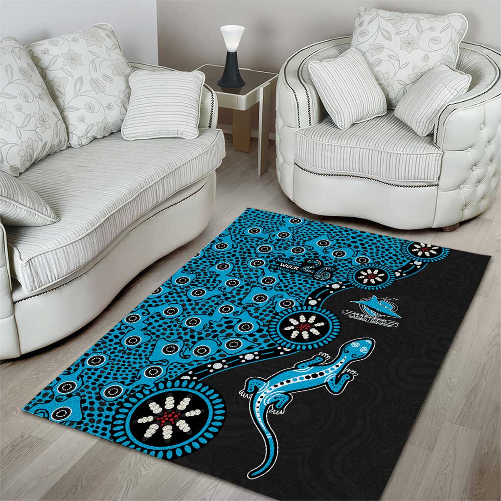Cronulla-Sutherland Sharks NAIDOC Week 2026 Area Rug Aboriginal Lizard Dot Painting - 50 Years of Deadly