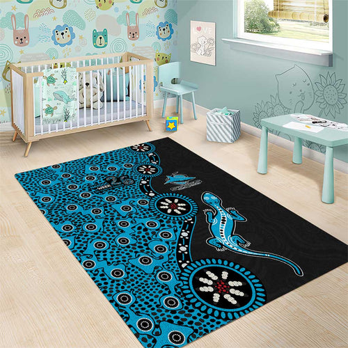Cronulla-Sutherland Sharks NAIDOC Week 2026 Area Rug Aboriginal Lizard Dot Painting - 50 Years of Deadly