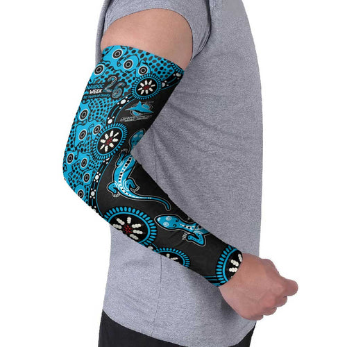 Cronulla-Sutherland Sharks NAIDOC Week 2026 Arm Sleeves Aboriginal Lizard Dot Painting - 50 Years of Deadly