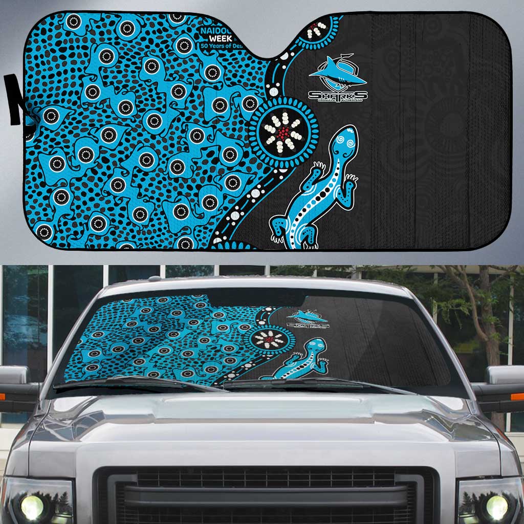 Cronulla-Sutherland Sharks NAIDOC Week 2026 Auto Sun Shade Aboriginal Lizard Dot Painting - 50 Years of Deadly