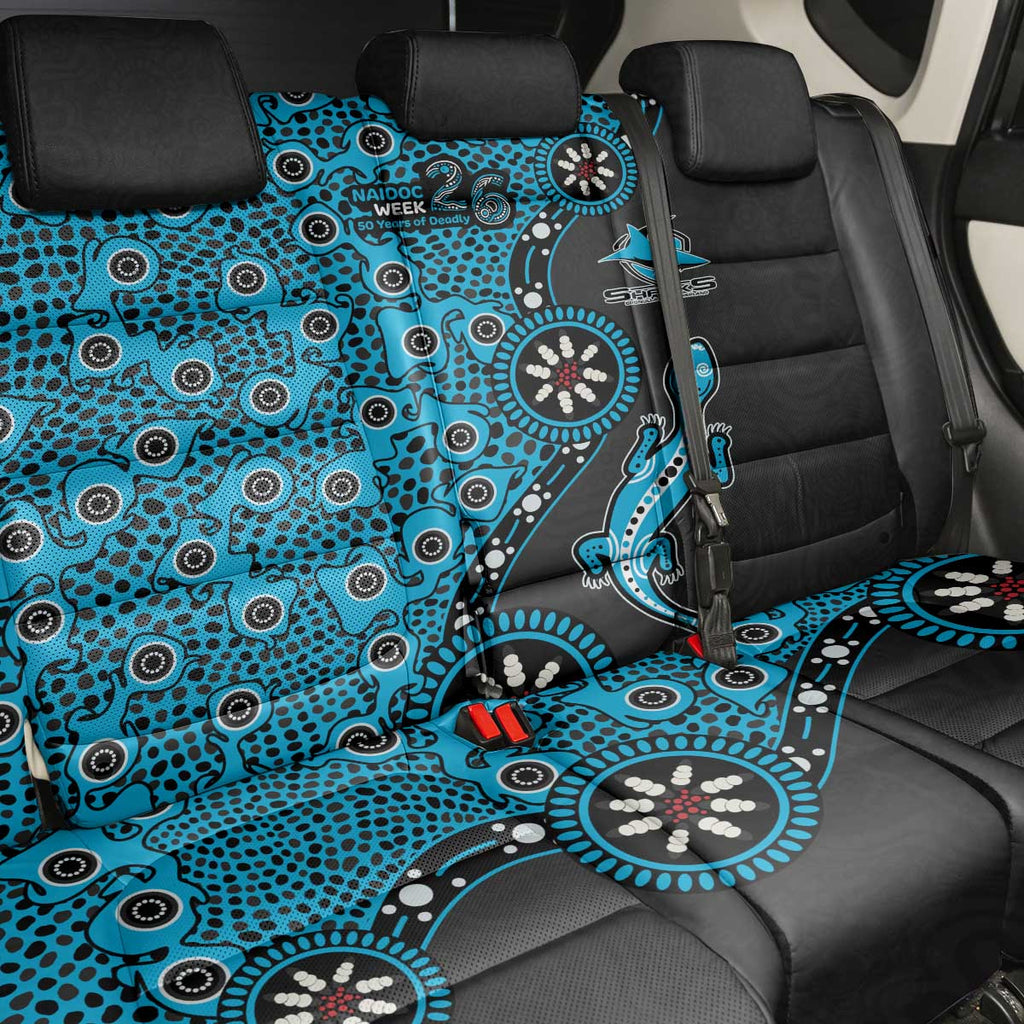 Cronulla-Sutherland Sharks NAIDOC Week 2026 Back Car Seat Cover Aboriginal Lizard Dot Painting - 50 Years of Deadly