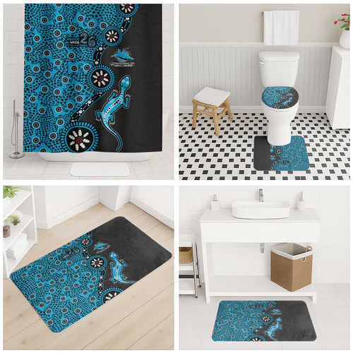 Cronulla-Sutherland Sharks NAIDOC Week 2026 Bathroom Set Aboriginal Lizard Dot Painting - 50 Years of Deadly