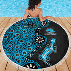 Cronulla-Sutherland Sharks NAIDOC Week 2026 Beach Blanket Aboriginal Lizard Dot Painting - 50 Years of Deadly