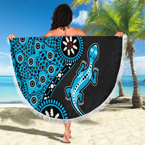 Cronulla-Sutherland Sharks NAIDOC Week 2026 Beach Blanket Aboriginal Lizard Dot Painting - 50 Years of Deadly