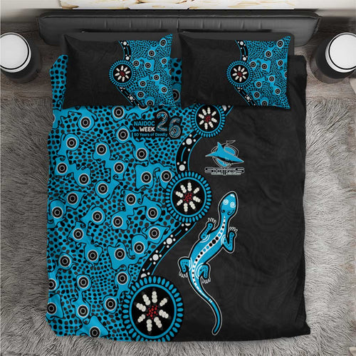 Cronulla-Sutherland Sharks NAIDOC Week 2026 Bedding Set Aboriginal Lizard Dot Painting - 50 Years of Deadly