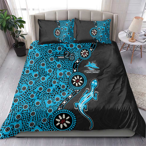 Cronulla-Sutherland Sharks NAIDOC Week 2026 Bedding Set Aboriginal Lizard Dot Painting - 50 Years of Deadly
