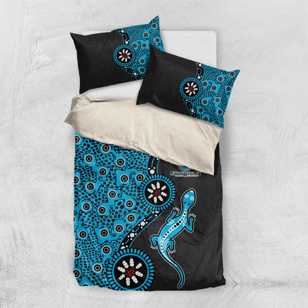 Cronulla-Sutherland Sharks NAIDOC Week 2026 Bedding Set Aboriginal Lizard Dot Painting - 50 Years of Deadly