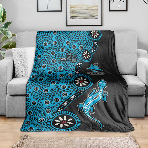 Cronulla-Sutherland Sharks NAIDOC Week 2026 Blanket Aboriginal Lizard Dot Painting - 50 Years of Deadly