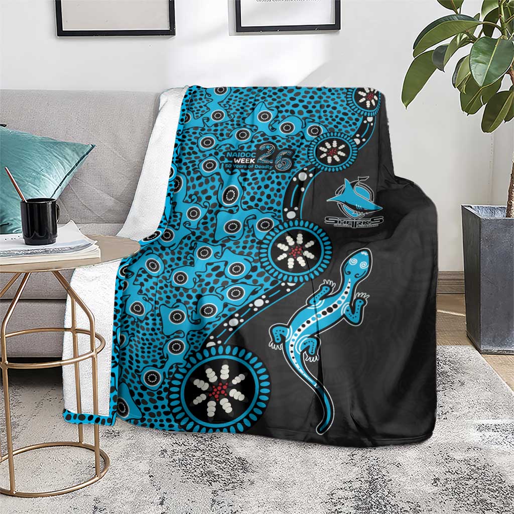 Cronulla-Sutherland Sharks NAIDOC Week 2026 Blanket Aboriginal Lizard Dot Painting - 50 Years of Deadly
