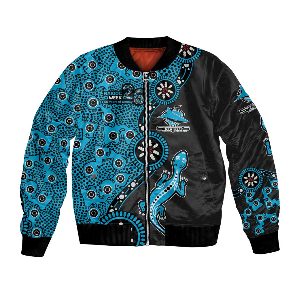 Cronulla-Sutherland Sharks NAIDOC Week 2026 Bomber Jacket Aboriginal Lizard Dot Painting - 50 Years of Deadly