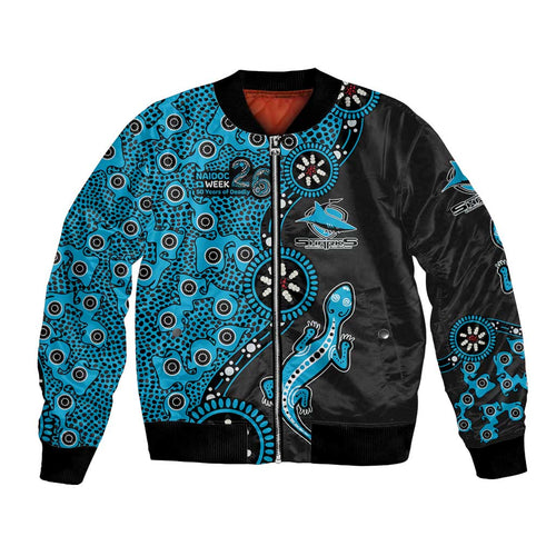 Cronulla-Sutherland Sharks NAIDOC Week 2026 Bomber Jacket Aboriginal Lizard Dot Painting - 50 Years of Deadly