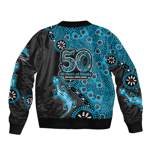 Cronulla-Sutherland Sharks NAIDOC Week 2026 Bomber Jacket Aboriginal Lizard Dot Painting - 50 Years of Deadly