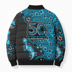 Cronulla-Sutherland Sharks NAIDOC Week 2026 Bomber Puffer Jacket Aboriginal Lizard Dot Painting - 50 Years of Deadly