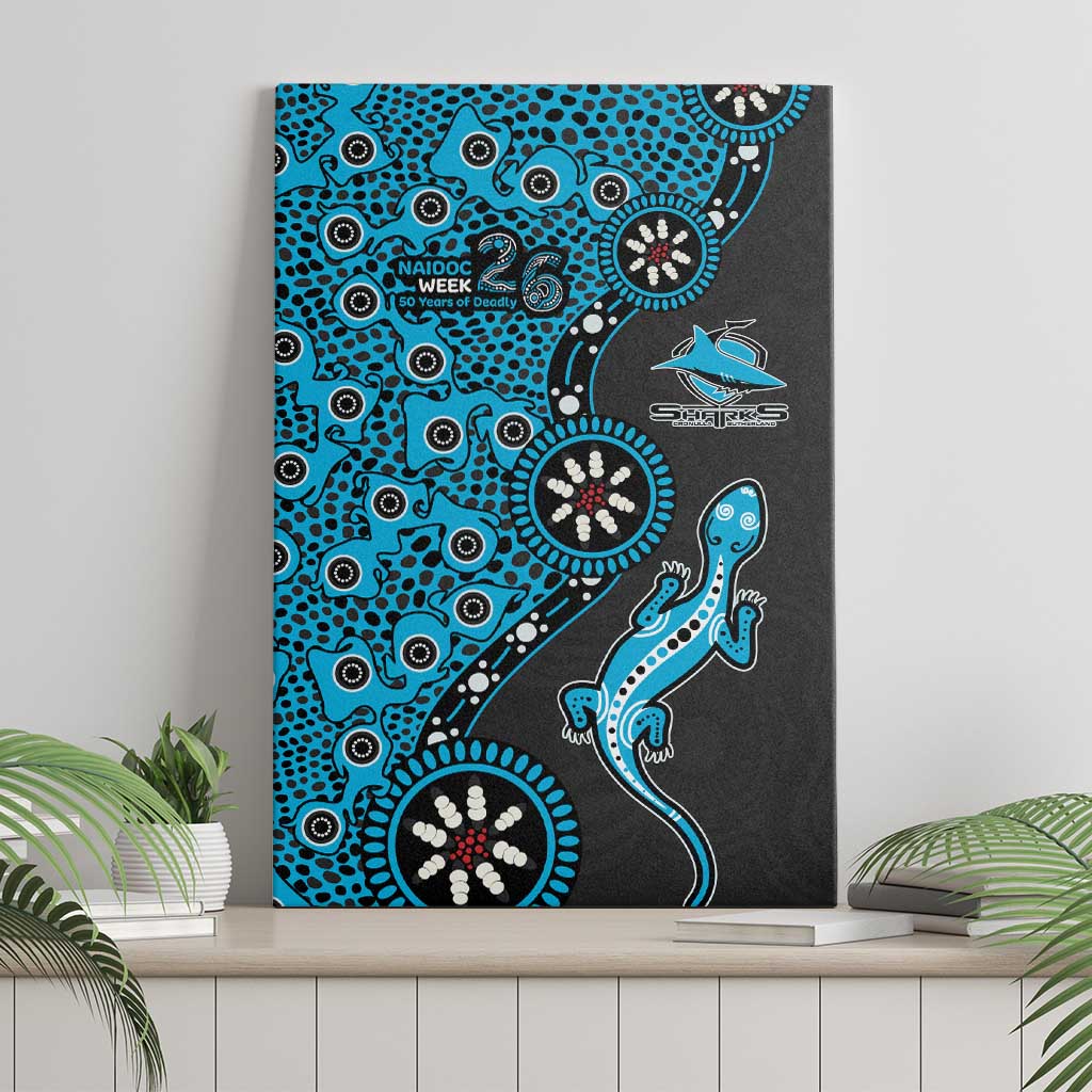 Cronulla-Sutherland Sharks NAIDOC Week 2026 Canvas Wall Art Aboriginal Lizard Dot Painting - 50 Years of Deadly