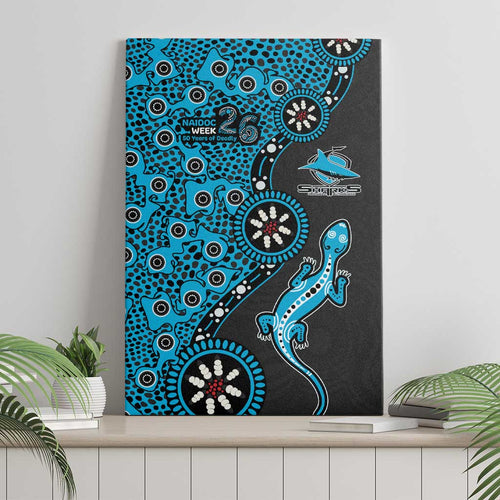 Cronulla-Sutherland Sharks NAIDOC Week 2026 Canvas Wall Art Aboriginal Lizard Dot Painting - 50 Years of Deadly