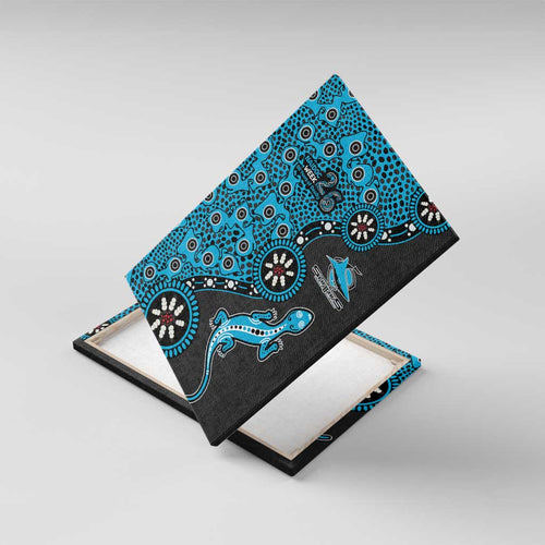 Cronulla-Sutherland Sharks NAIDOC Week 2026 Canvas Wall Art Aboriginal Lizard Dot Painting - 50 Years of Deadly