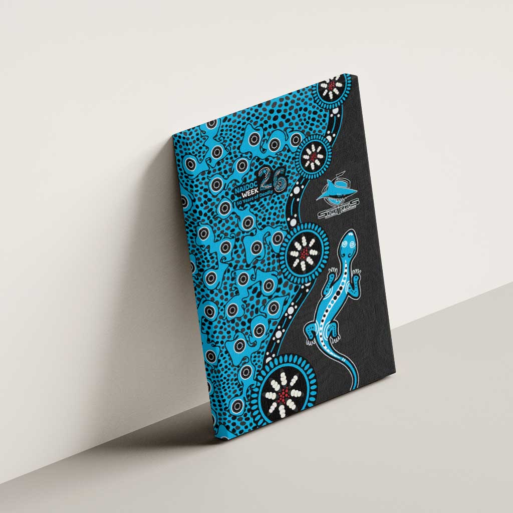 Cronulla-Sutherland Sharks NAIDOC Week 2026 Canvas Wall Art Aboriginal Lizard Dot Painting - 50 Years of Deadly