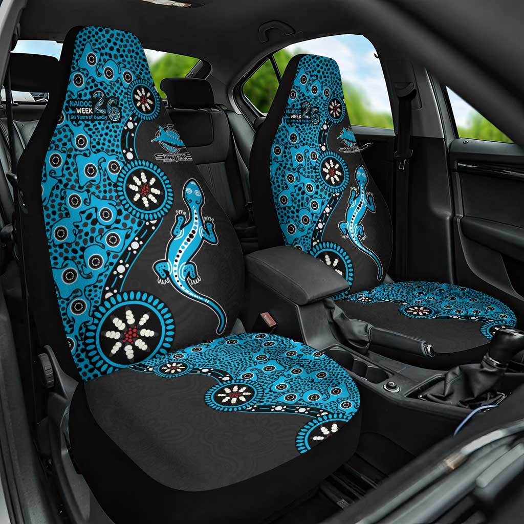 Cronulla-Sutherland Sharks NAIDOC Week 2026 Car Seat Cover Aboriginal Lizard Dot Painting - 50 Years of Deadly