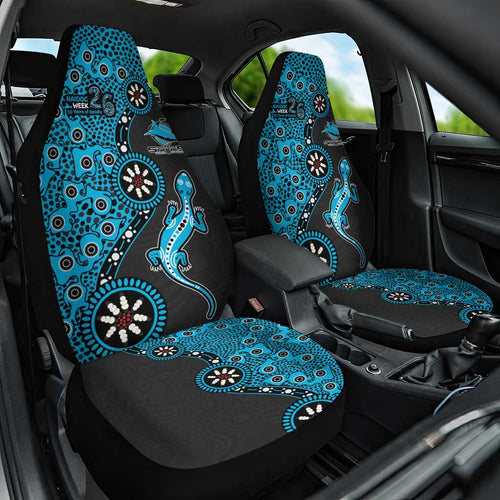 Cronulla-Sutherland Sharks NAIDOC Week 2026 Car Seat Cover Aboriginal Lizard Dot Painting - 50 Years of Deadly