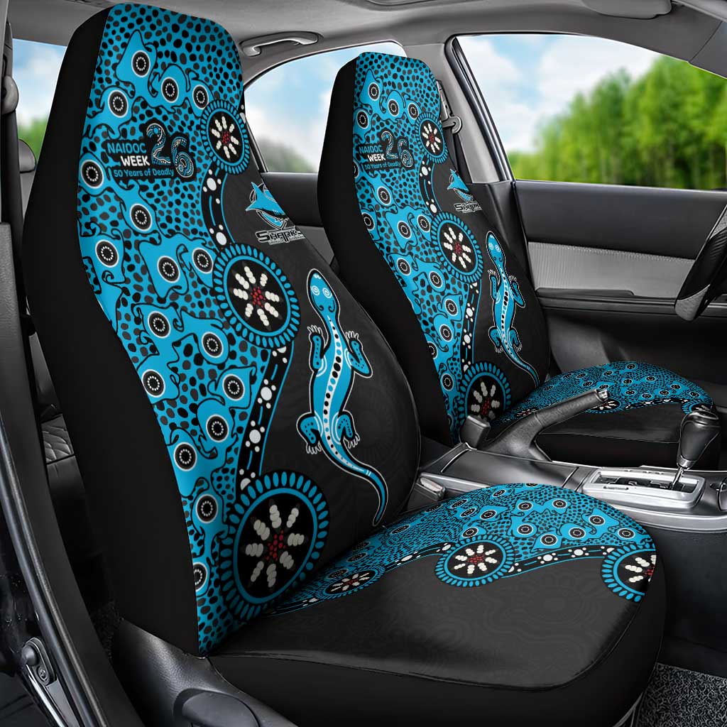 Cronulla-Sutherland Sharks NAIDOC Week 2026 Car Seat Cover Aboriginal Lizard Dot Painting - 50 Years of Deadly