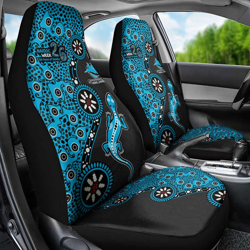 Cronulla-Sutherland Sharks NAIDOC Week 2026 Car Seat Cover Aboriginal Lizard Dot Painting - 50 Years of Deadly