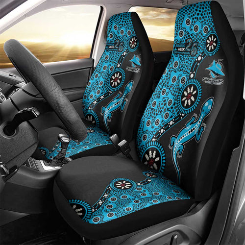 Cronulla-Sutherland Sharks NAIDOC Week 2026 Car Seat Cover Aboriginal Lizard Dot Painting - 50 Years of Deadly