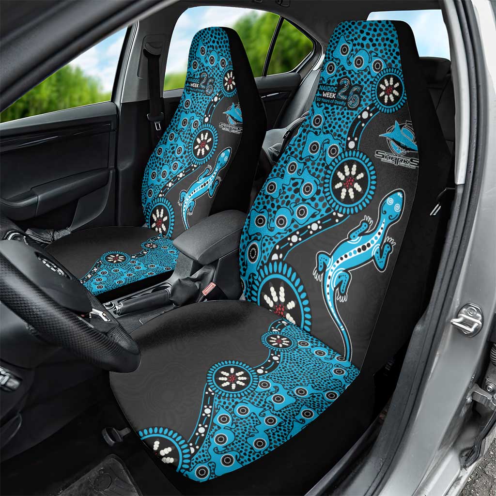 Cronulla-Sutherland Sharks NAIDOC Week 2026 Car Seat Cover Aboriginal Lizard Dot Painting - 50 Years of Deadly